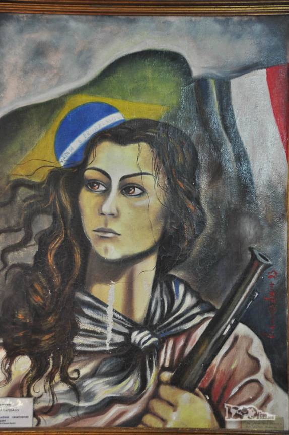 Um quadro mostrando a valente Anita Garibaldi, na casa onde morou em Laguna, no sul de Santa Catarina